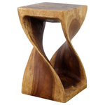 Kammika Import Export Co., Ltd (Thailand) - Haussmann® Original Wood Twist Stool 12 X 12 X 20 In High Oak Oil - Need a unique functional one of a kind accent table that doubles as a stool?