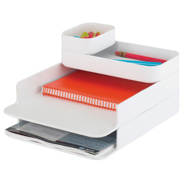 Safco Stacking Plastic Desktop Sorter Set, 4 Compartments, White