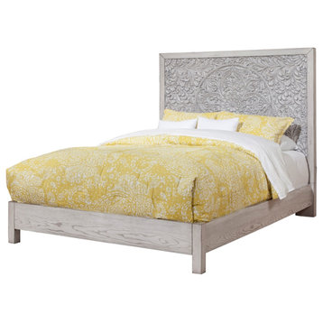 Origins by Alpine Aria Queen Panel Bed in Weathered Light Gray