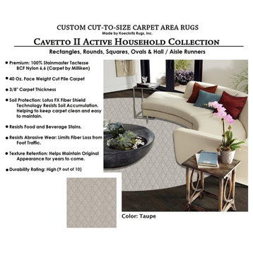 Milliken CAVETTO II Area Rug, Active Home Nylon, TAUPE Oval 3'x5'