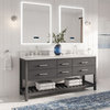 Arcadia Bath Vanity, Sapphire Gray, 72", Brushed Nickel Hardware, Double Sink, Freestanding