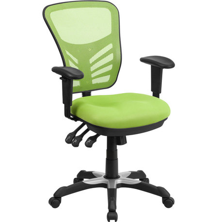 Flash Furniture Mid-Back Green Mesh Swivel Task Chair With Triple Paddle Control