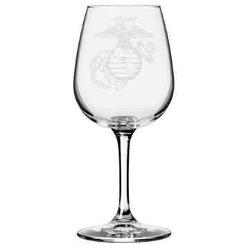 United States Marines Etched All Purpose 12.75oz. Libbey Wine Glass