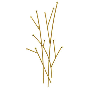 Modern 11-Hook Wall Mounted Coat Rack With Tree Branch Shape, Gold