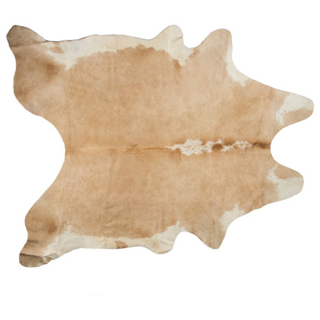 Kobe 6'x7' Cowhide Rug, Tan and White