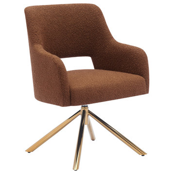 Genevieve Mid-Century Modern Wide Boucle Swivel Accent Arm Chair, Rust Orange
