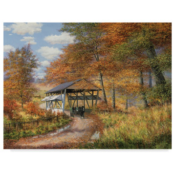 Bill Makinson 'Covered Bridge Landscape' Canvas Art, 19"x14"