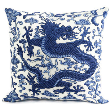Chi'En Dragon Pillow, Indigo, 22" X 22"