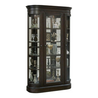 Traditional China Cabinet, Oval Design With Glass Shelves & LED Lights ...