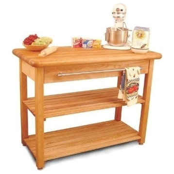 Pemberly Row 2-Shelf Wood French Country Butcher Block in Natural