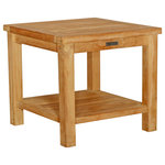 Seven Seas Teak - Teak Wood Panama Outdoor End Table With Shelf, Large - Punctuate the end of your sofa with the natural appeal of the Seven Seas Teak Panama outdoor end/side table. This versatile piece is crafted from teak wood with a planked design that fits seamlessly with your beach, transitional or farmhouse design, and is equipped with two roomy surfaces that can host an array of decorative items.