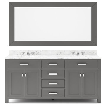 Madison Cashmere Gray Bathroom Vanity, Cashmere Gray, 72" Wide, One Mirror, Two