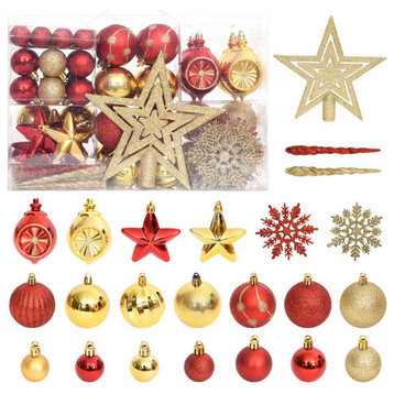 vidaXL Christmas Bauble Set Christmas Ball Ornament 108 Piece Gold and Red