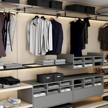 Fitted Walk in wardrobe Cashmere Matt Dust grey supplied by Inspired Elements