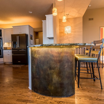 Bold Kitchen Peninsula + Custom Island Inspired Integral Sink