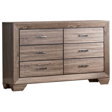 Benzara BM185320 Transitional Wooden Dresser With Drawers/Metal Handles, Brown