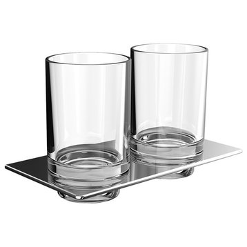 Art 1625.001.00 Wall Mounted Double Tumbler in Crystal Clear Glass