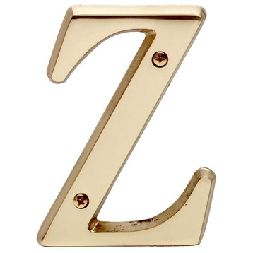 Letter "Z" House Letters Solid Bright Brass 4" |