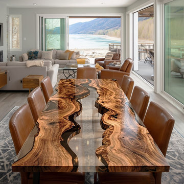 The pinnacle of resin craftsmanship - Black Walnut Live Edge Dining Table