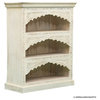 White Hand-carved Solid Wood 3 Tier Bookcase
