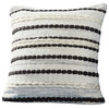 Benzara BM276709 Decorative Throw Pillow Cover, Black Lined Beading, Gray Fabric