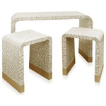 StyleCraft - Nested Waterfall Tables Set of 3 Ivory, Taupe Mother of Pearl Mosaic - Style your home with this impressive piece, this living room set of tables is the ideal choice to give your space design and functionality. The tables can easily be nested together or styled apart. Each table is finished in gorgeous taupe and ivory mother of pearl mosaic tiles.