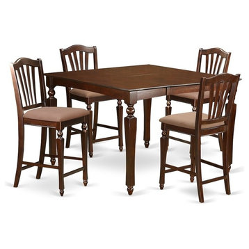5-Piece Counter Height Dining Set, Square Gathering Table With 4 Stools