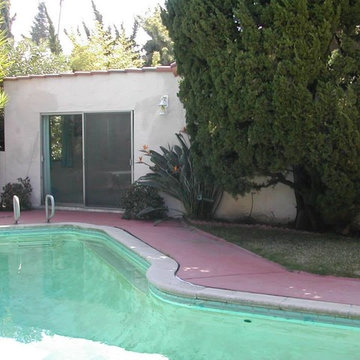 BEFORE: Classic Hancock Park Outdoor Entertaining Area & Swimming Pool Remodel