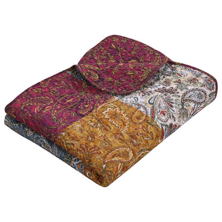 Greenland Home Fashions Paisley Slumber Throw Blanket 50x60-inch Spice