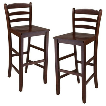 Winsome Benjamin 29" Solid Wood Bar Stool in Antique Walnut (Set of 2)