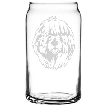 Puli Dog Themed Etched All Purpose 16oz. Libbey Can Glass