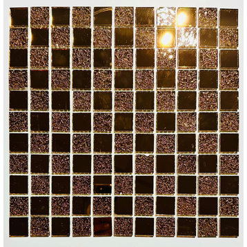 Reflections Glass Mirror Gold 12 x 12 Decorative Square Mosaic Wall Tile, Single Sheet