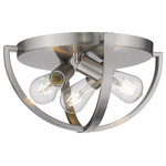 Golden Lighting - Golden Lighting 3167-FM15 PW Colson - 3 Light Flush Mount - The Colson Collection is a transitional industrial-chic design. Ideal for lofts, farmhouses and contemporary interiors, curvaceous arms sit inside simple round frames. The collection is extensive with ceiling and wall fixtures. The ceiling hung fixtures may be purchased with or without metal mesh shades. The optional shades shield the exposed candelabra bulbs of these elemental fixtures. The fixtures are available in two finishes: a soft Pewter and a dark Etruscan Bronze to suit your tastes. This 15" Semi-flush is approved for damp locations.   Bath/Living/Hall/Accent Assembly Required: Yes  Canopy Included: Yes  Canopy Diameter: 11.88 x 1.13  Dimable: YesColson Three Light Flush Mount Pewter *UL Approved: YES *Energy Star Qualified: n/a  *ADA Certified: n/a  *Number of Lights: Lamp: 3-*Wattage:60w Medium Base bulb(s) *Bulb Included:No *Bulb Type:Medium Base *Finish Type:Pewter