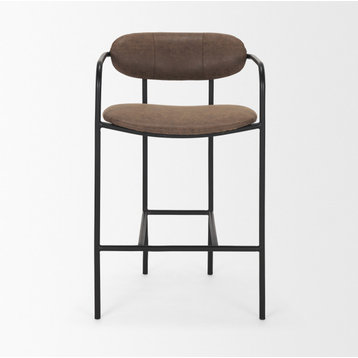 Parker Muted Brown Faux Leather With Black Metal Counter Stool