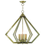 Livex Lighting - Livex Lighting Prism Light Chandelier, Antique Brass - Sleek and contemporary, our Prism collection is influenced by modern industrial style. This chandelier features a antique brass finish which has a striking triangular shape.