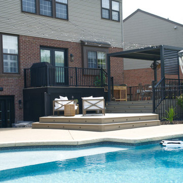 Custom Multi Tier Pool Deck with Cabana in Macomb, MI
