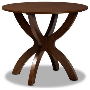 Baxton Studio Tilde Walnut Finished 35-Inch-Wide Round Wood Dining Table