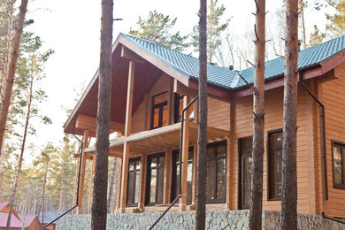 Деревянные еврооокна и Патио от ZIMIN  в проекте дома под Новосибирском