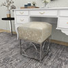 Contemporary Silver Leather Stool 95942