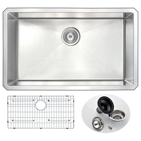 Vanguard Series 30 in. Undermount Handmade Stainless Steel Kitchen Sink