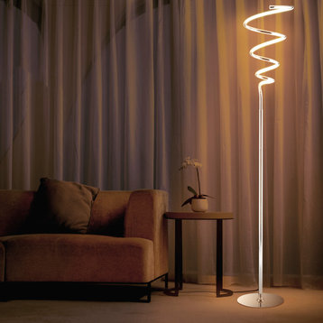 Scribble 60.5" Modern Metal Integrated LED Floor Lamp, Chrome