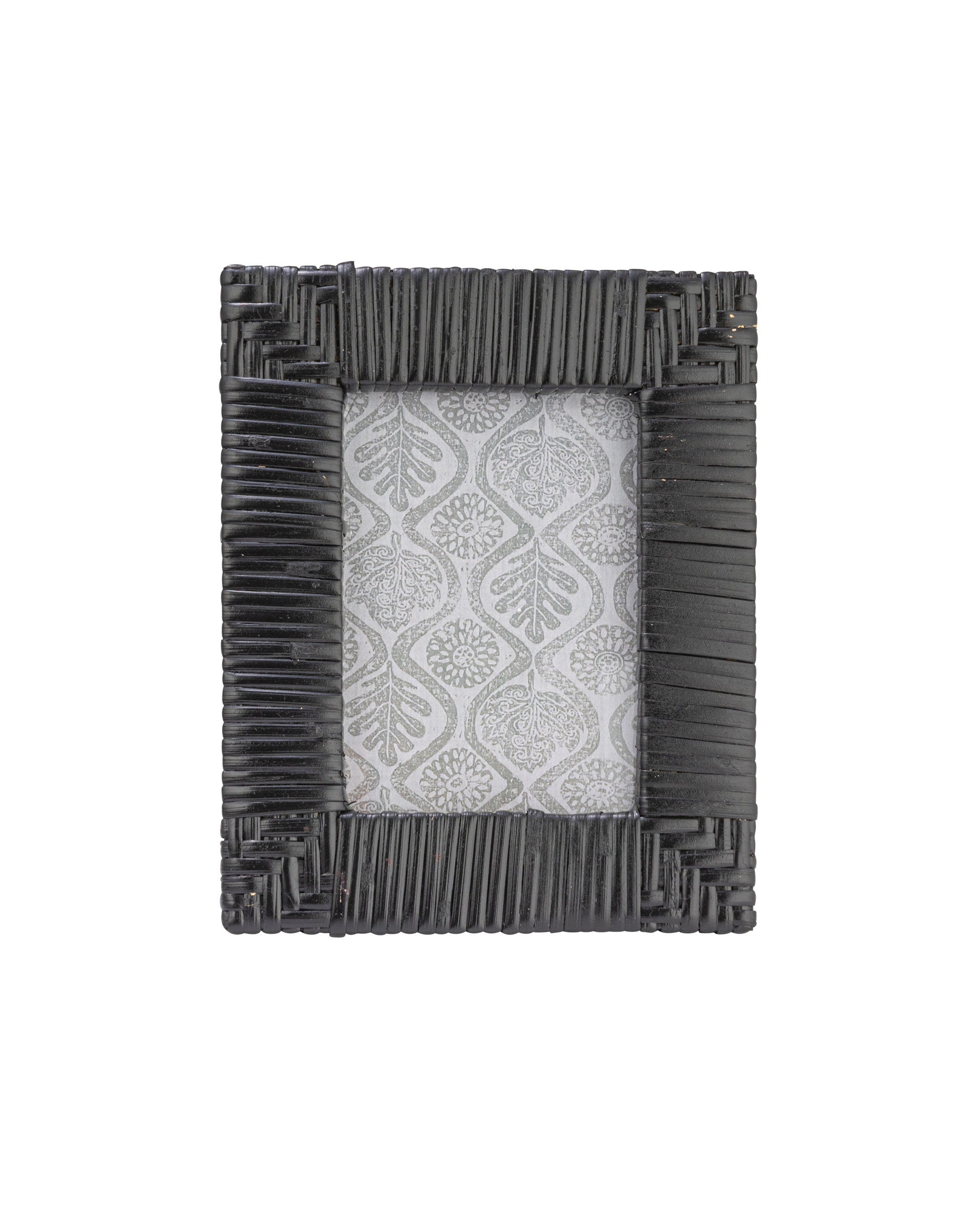 Handwoven Rattan Photo Frame, Black, Holds 4