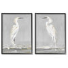 Beautiful Tranquil Calming White Birds Nature Painting, 2pc, each 24 x 30