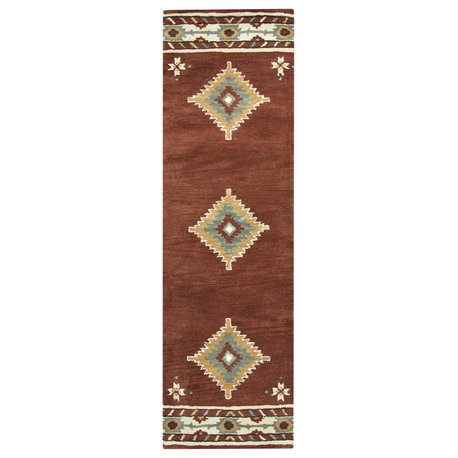 Alora Decor Ryder 2'6" x 10' Tribal Rust/Khaki/Navy/Sagee Hand-Tufted Rug