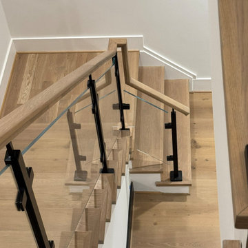 Project #132 | White Oak Staircase with Glass Balustrade