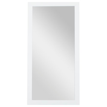 Contemporary White Wooden Wall Mirror 561166