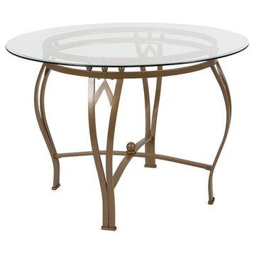 Syracuse 42'' Round Glass Dining Table With Matte Gold Metal Frame