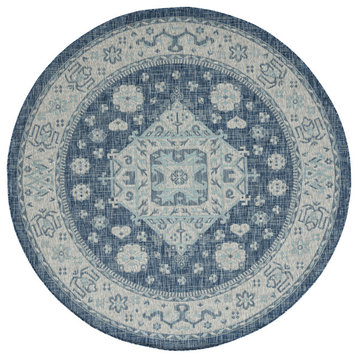 Arelow Navy 7'10"x7'10" Round Area Rug