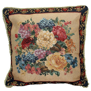 Tapestry Country Rustic Floral Morning Awakening Throw Pillow Cover, 1-Piece