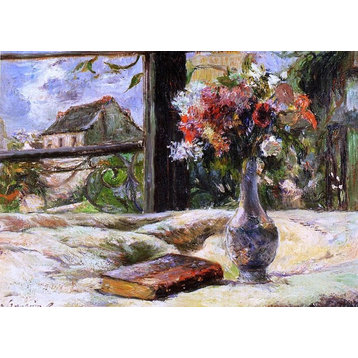 Paul Gauguin Vase of Flowers and Window, 18"x27" Wall Decal Print